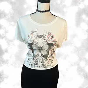 Y2K Coquette Butterfly Print Baby Tee